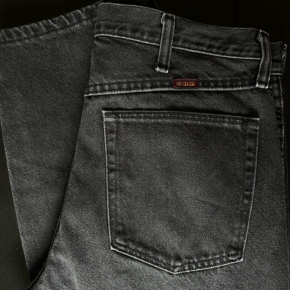 Rustler black wash straight leg jeans